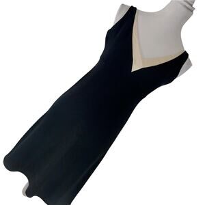 ANN TAYLOR PETITES! SO ELEGANT BLACK WITH WHITE SATIN TRIM COCKTAIL DRESS! SZ 2P